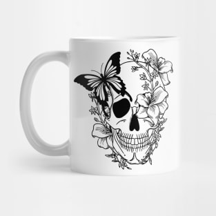 Skull with butterflies and lilies Mug